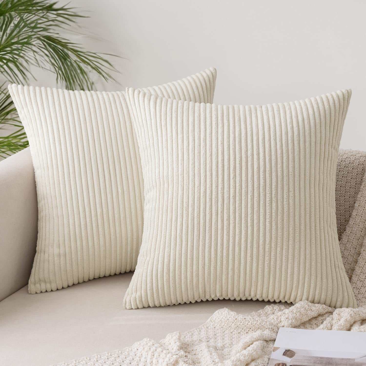 2Er Set Kordsamt Kissenbezug Beige 40X40Cm Kissenbezüge Kissenhülle Sofakissen Dekokissenbezug Couchkissen Weich Für Sofa Schlafzimmer Wohnzimmer Balkon