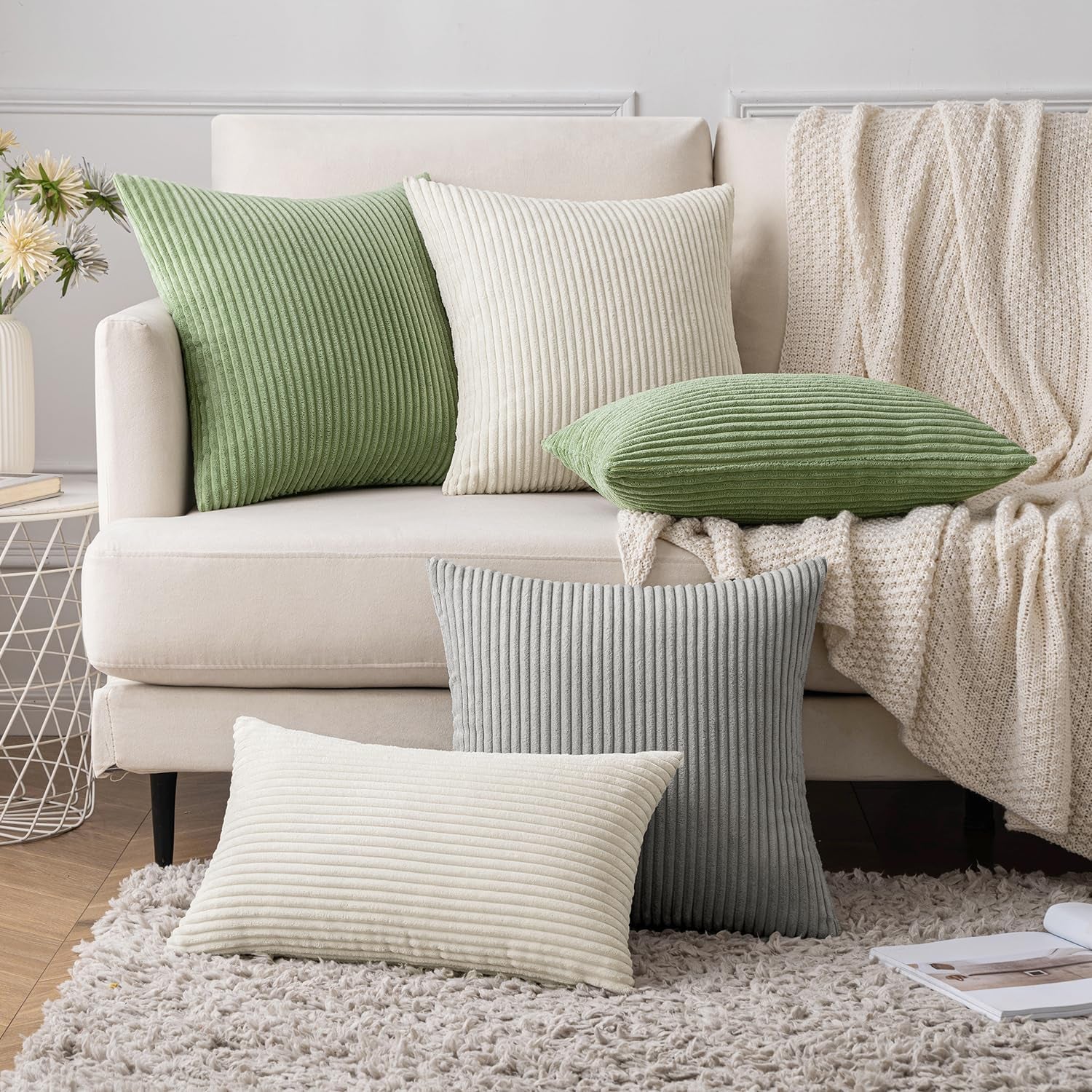 2Er Set Kordsamt Kissenbezug Beige 40X40Cm Kissenbezüge Kissenhülle Sofakissen Dekokissenbezug Couchkissen Weich Für Sofa Schlafzimmer Wohnzimmer Balkon