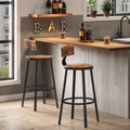 CANXANSA Industrial Bar Stool Set of 2 – Rustic Wood & Black Metal Chairs, 73cm Height for Kitchen Island & Home Bar (VASAGLE Style)