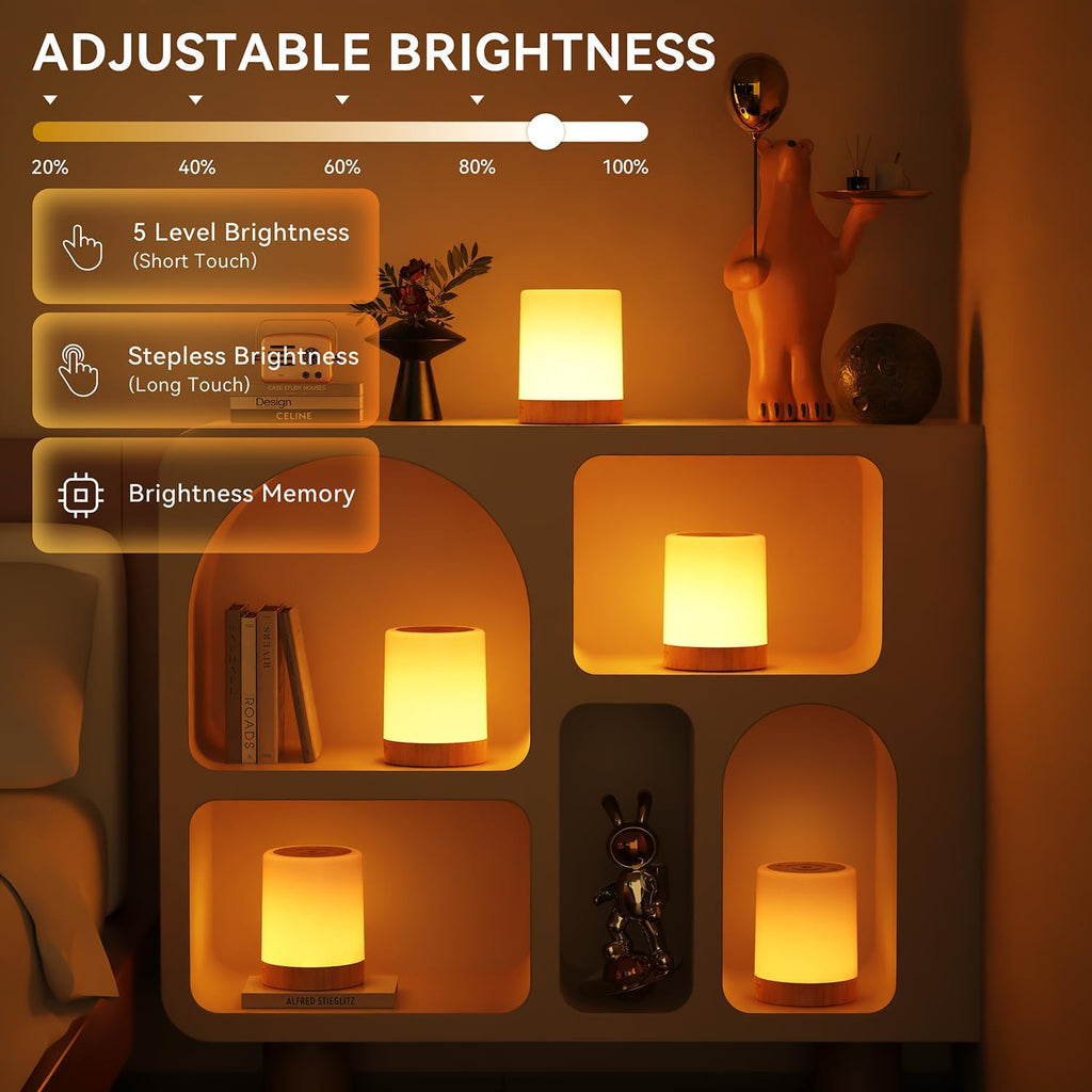 Auxmir Nachtlicht Nachttischlampe Touch Dimmbar Mit 256 RGB Farben 5 Modi, 3000Mah Tischlampe Kabellos USB Aufladbar Timing Funktion, Tragbar LED Lampe Stilllicht Kinder Für Schlafzimmer Wohnzimmer