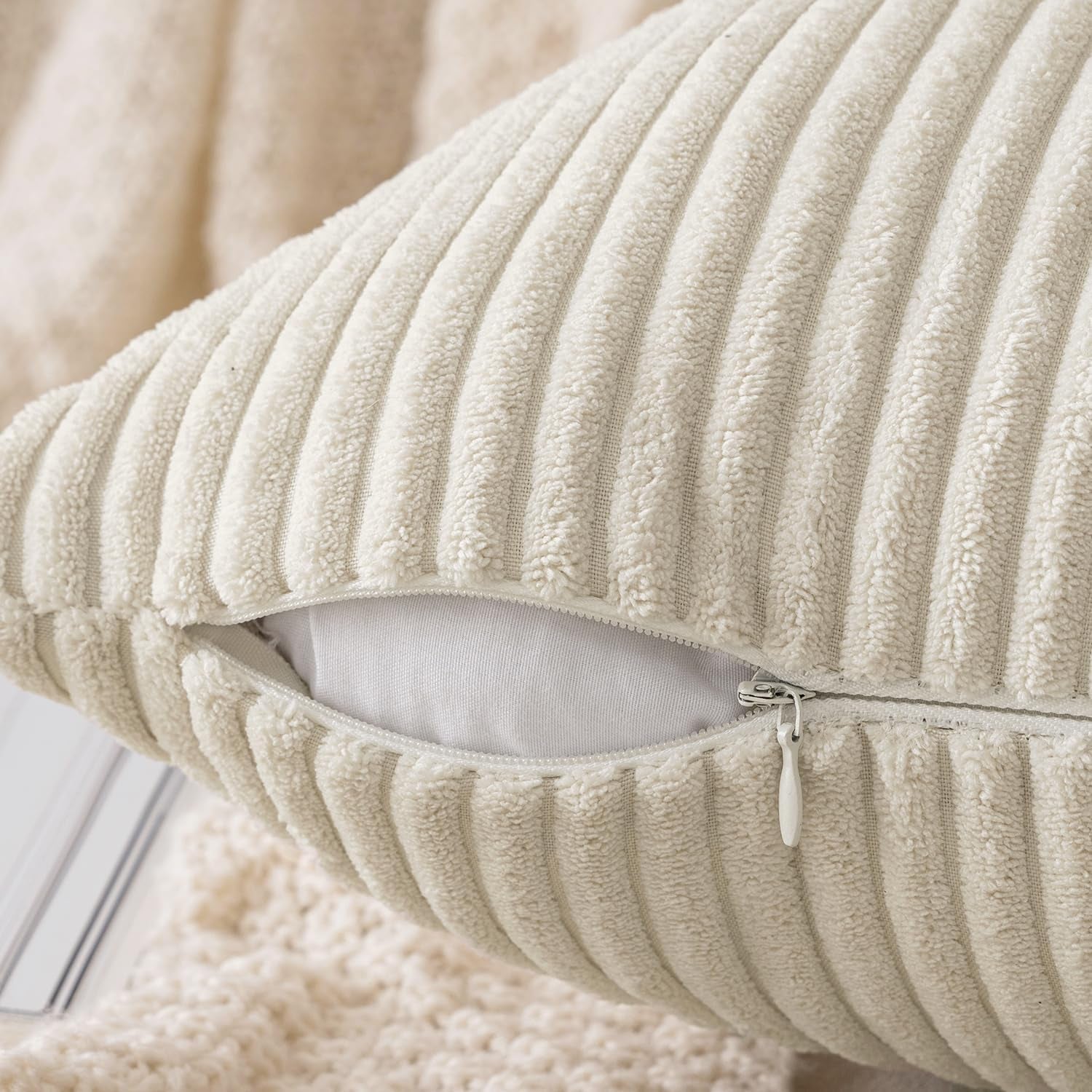 2Er Set Kordsamt Kissenbezug Beige 40X40Cm Kissenbezüge Kissenhülle Sofakissen Dekokissenbezug Couchkissen Weich Für Sofa Schlafzimmer Wohnzimmer Balkon