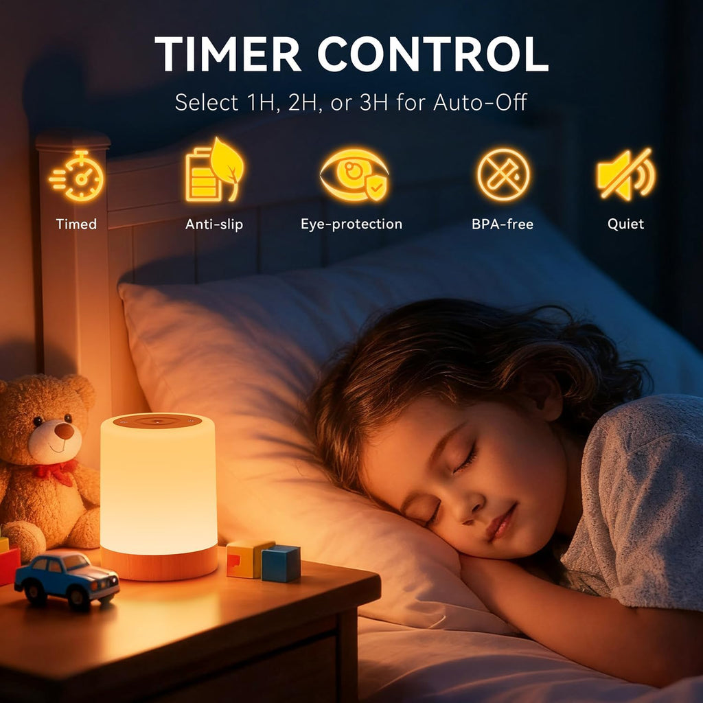 Auxmir Nachtlicht Nachttischlampe Touch Dimmbar Mit 256 RGB Farben 5 Modi, 3000Mah Tischlampe Kabellos USB Aufladbar Timing Funktion, Tragbar LED Lampe Stilllicht Kinder Für Schlafzimmer Wohnzimmer
